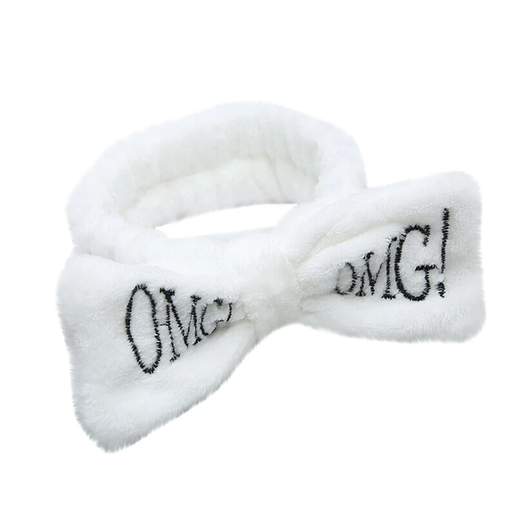 

2019 New OMG Letter Coral Fleece Women Head Wrap Soft Coral Makeup Headband Washing Face Turban Bow Hairband Hair Turban 930
