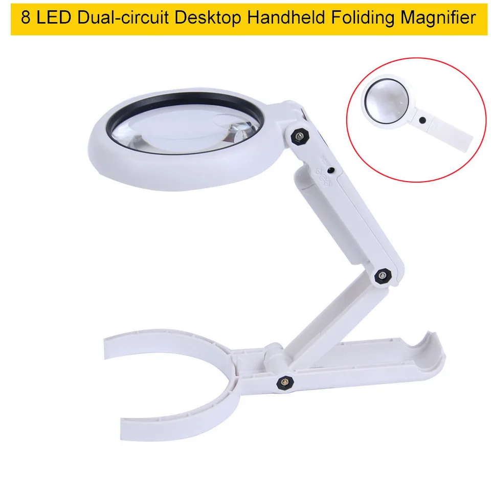 Foldable And Rotating Desktop Magnifying Glass With Light - Temu