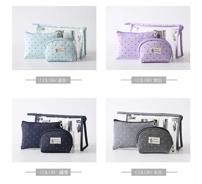 Waterproof Small Crown Transparent PVC Travel Three-piece Cosmetic Bag Travel Portable Large-Volume Wash Bag Storage Bag