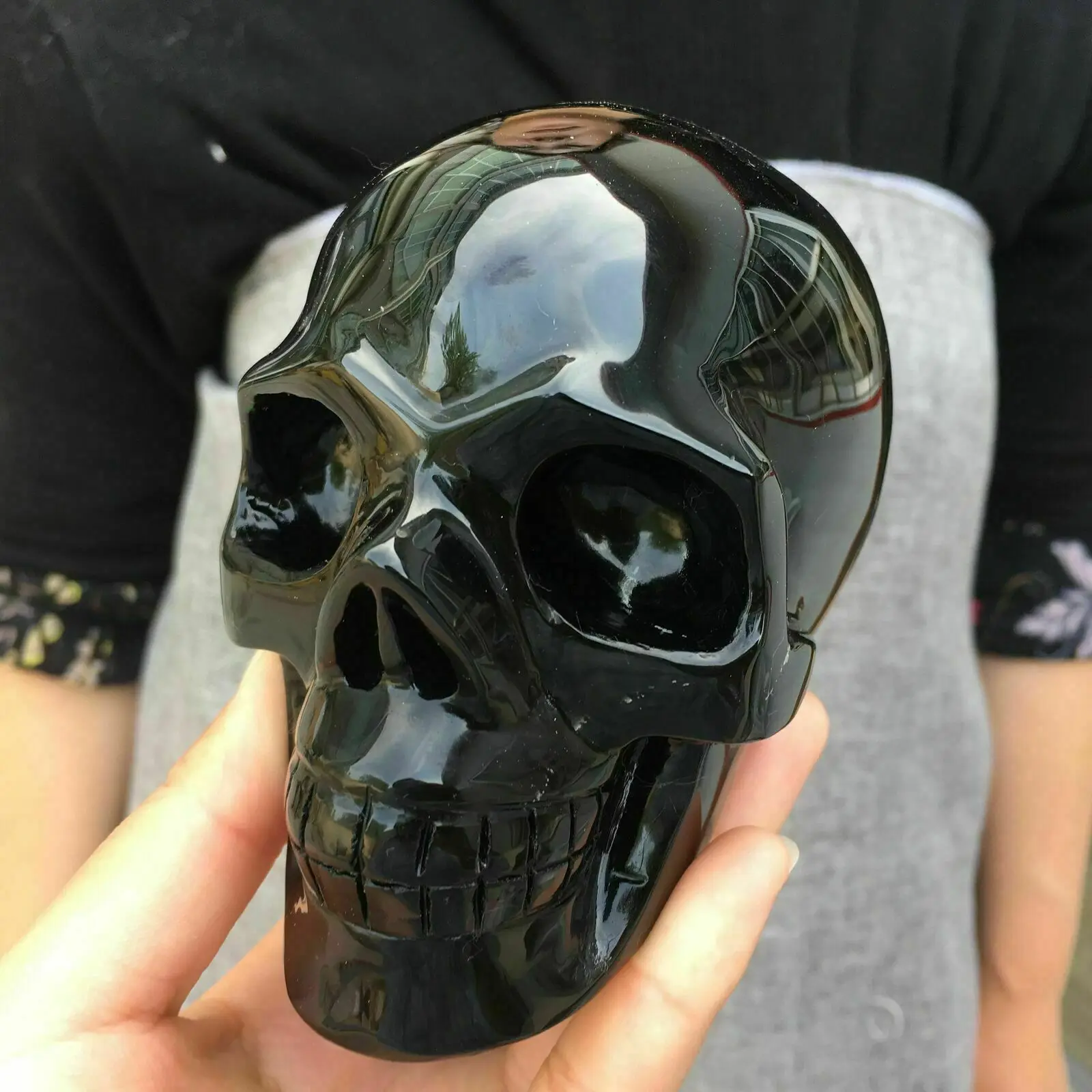 950-1050g Obsidian bone figurines, natural stone mineral sculpted realistic figurines heal home Decorative art collection 3