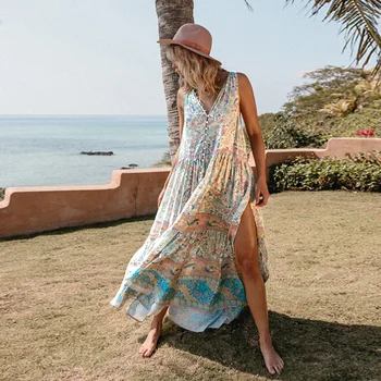 

Bathing Trips For Beach Woman Kaftan May Female Plus Size Bikinis 2019 Cover Up Hot New Print Chiffon Leisure Dress Neck Acetate