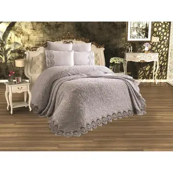 

Land Of dowry French Laced Dimple Blanket Set Gray