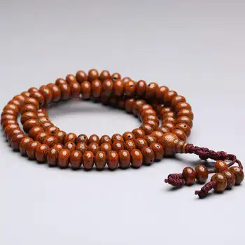 

BRO003 BUDDHIST 108 OLD RED STAR MOON BODHI ROSARY 9X6MM NATURAL REAL LOTUS BODHI PRAYER ABACUS BEADS