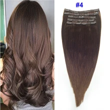 Best Offers Sindra Remy Straight Clip In Human Hair Extensions 14''-22inch 100% Human Hair Clips In Hair Extensions Color 4