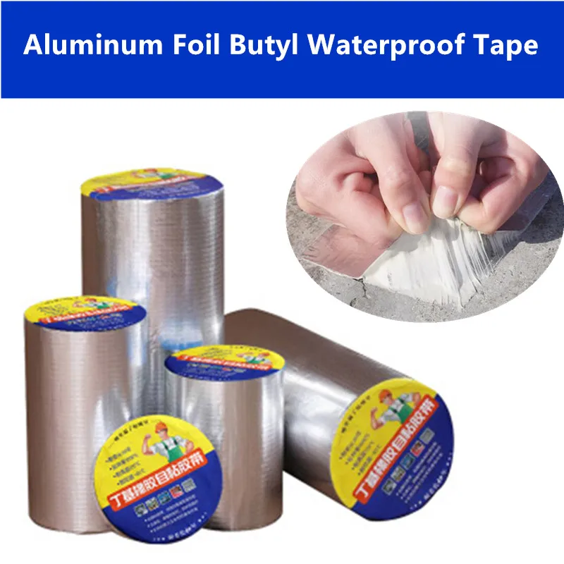 

Aluminum Foil Butyl Rubber Tape Self Adhesive High temperature resistance Waterproof tape for Roof Pipe Repair Stop Leak Sticker