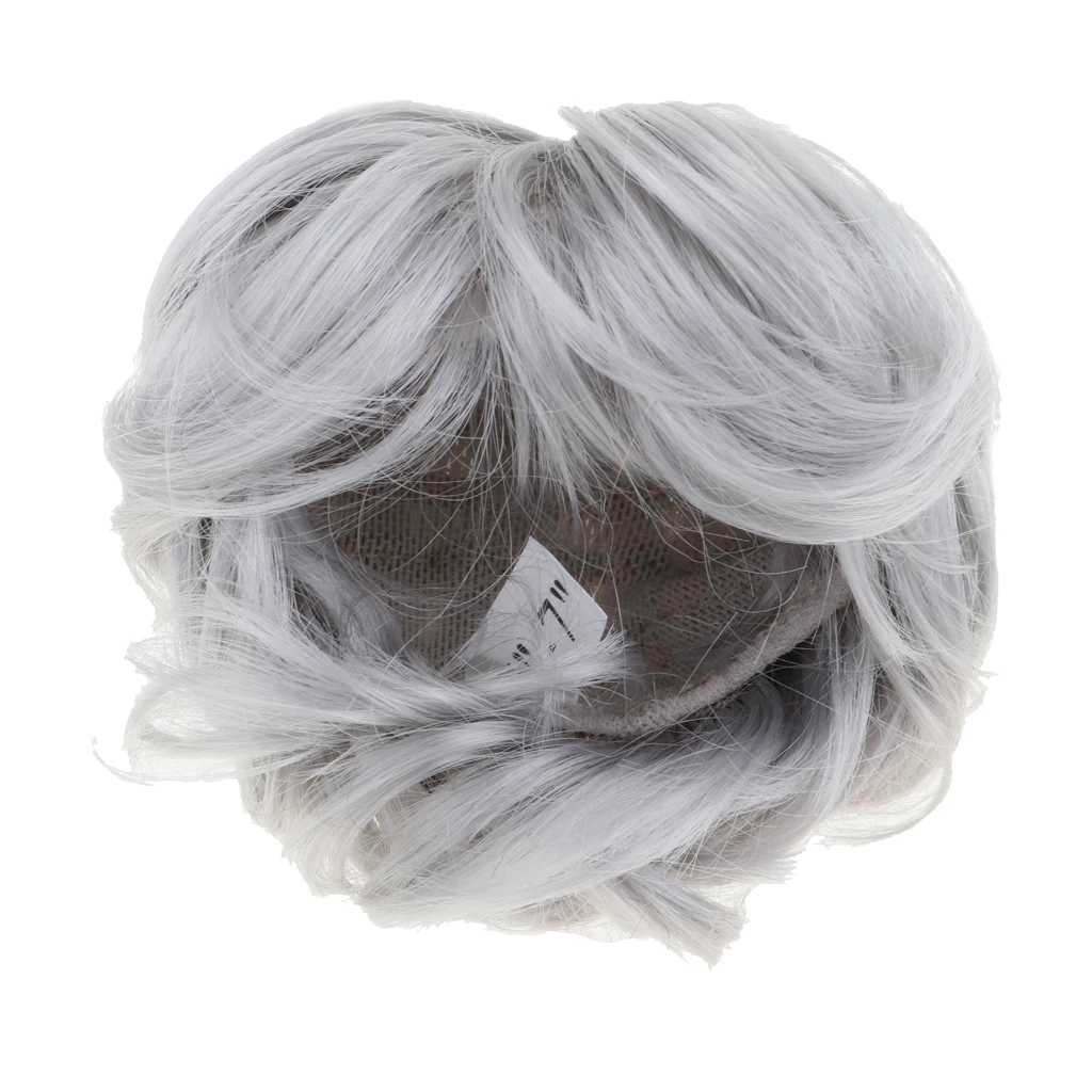 Bob Short Wig Doll Curly Wig Hair For 1:6 BJD/ Uncle Dolls Silver Grey 
