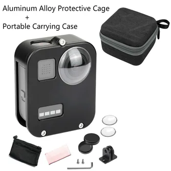 

2 in1 Aluminum Alloy Protective Cage +Portable Carrying Case Storage Bag for GoPro MAX Action Camera Accessories with Lens Cap