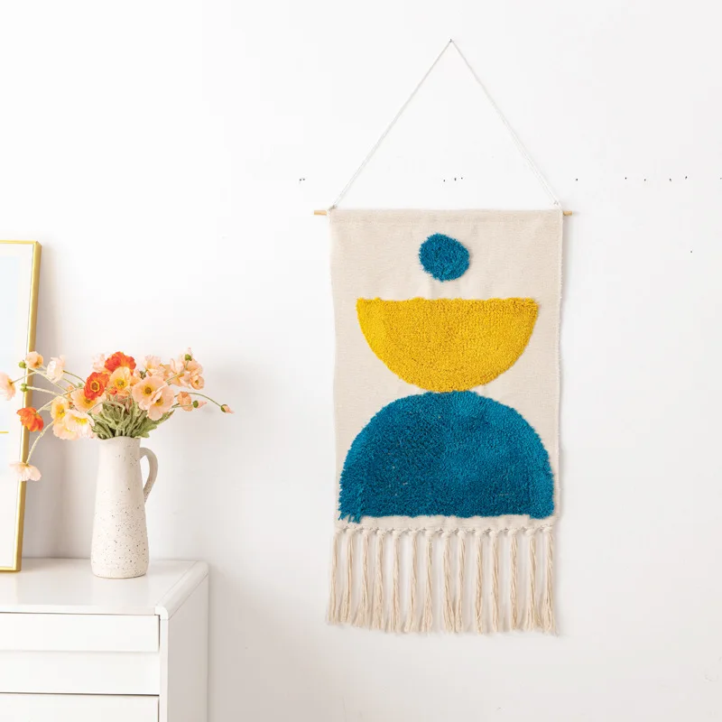 Tapestry Decorations Wall Hanging Garland Boho Hanging Tapestry with Handmade Tassels Dorm Hotel Wall Hanging Cover Blanket Decor Fabric Home Stay Ramadan Decoration