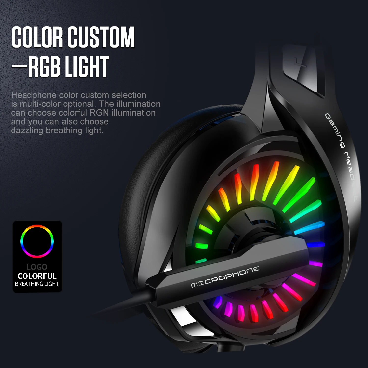 BENTOBEN Wired Gaming Headset 7.1 Surround Sound Stereo Earphones USB Microphone Breathing RGB Light For PC Gamer Headphones