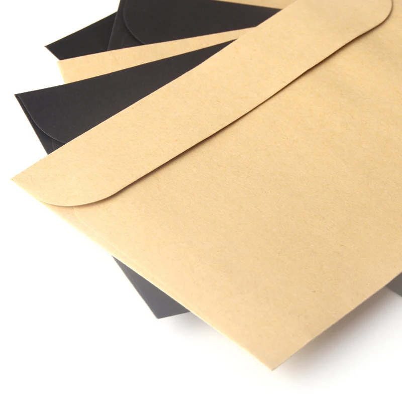10 unids/pack 16cm x 10,8 cm Kraft de papel negro sobre un mensaje Tarjeta de carta de almacenamiento estacionario de regalo de papel