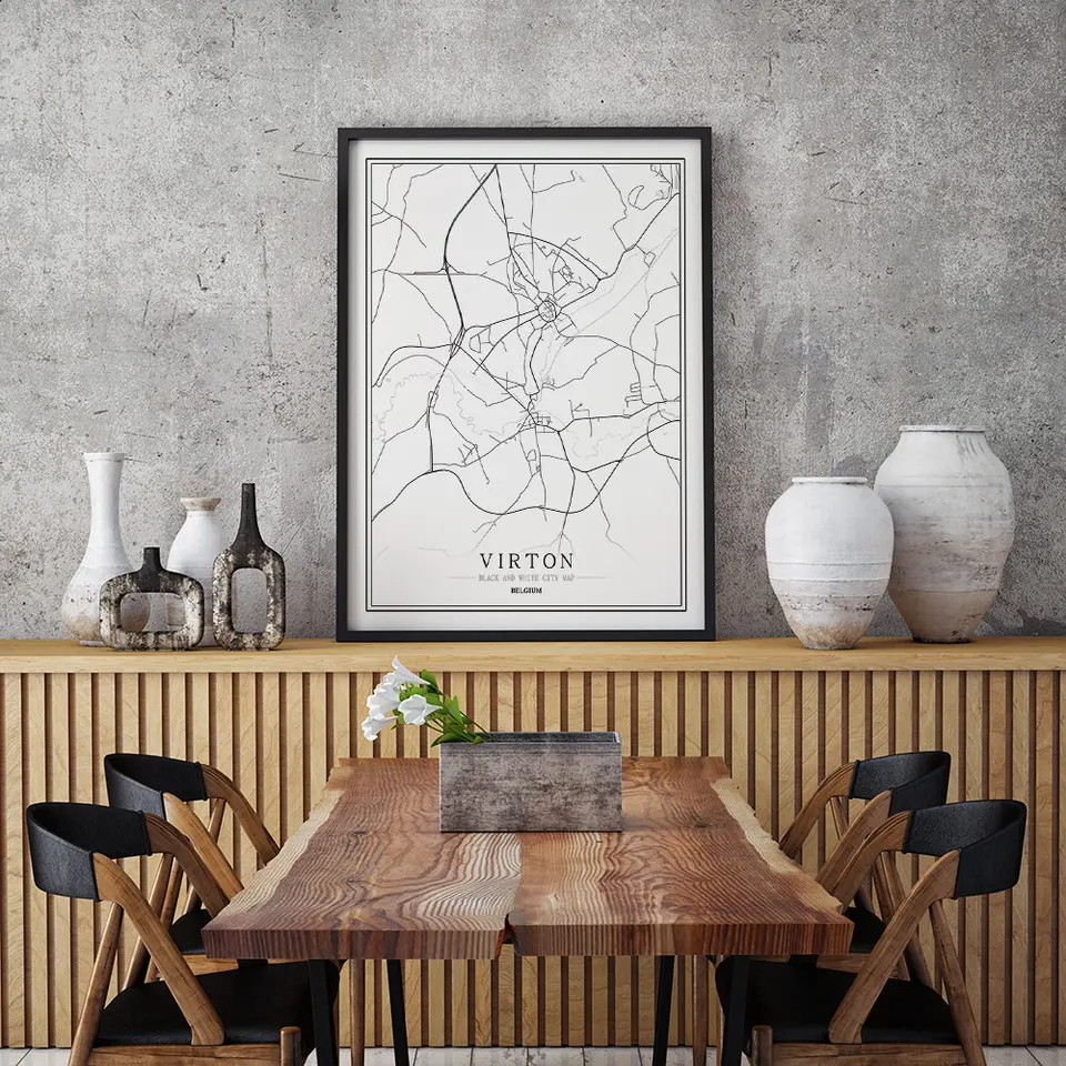 Бельгия черно-белая карта мира, постер, Скандинавская гостиная, бруссельская Шарлеруа, настенные художественные картины, домашний декор, холст, живопись