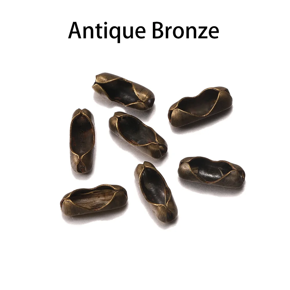 Antique Bronze 200 шт./лот Диаметр 1,5/2/2,4/3,2 мм соединения шаровой цепи застежки золото/серебро Разъемы для DIY ювелирных изделий Изготовление УП - Цвет: Antique Bronze