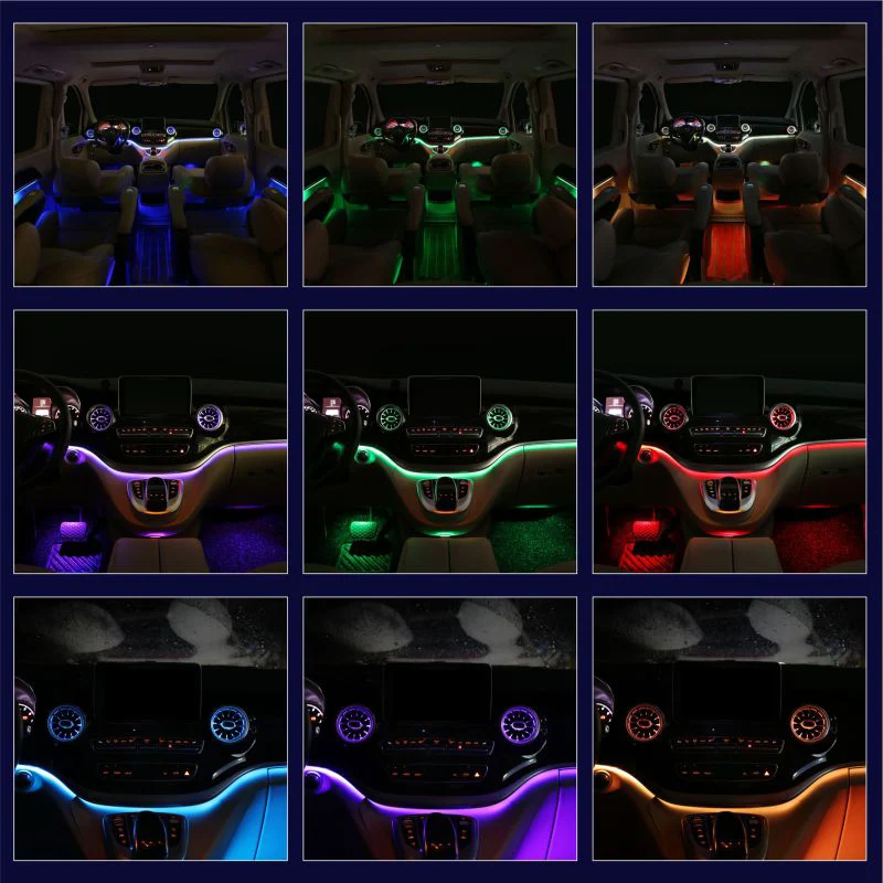 Air vent for Mercedes V class Vito W447 V260 car DIY ambient lamp 12/64 colors LED ambient light illuminated car accessory