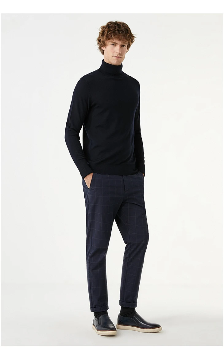 Избранные Новые шерсть с высоким воротником трикотажные пуловеры мужские водолазка зимний свитер S | 419424553