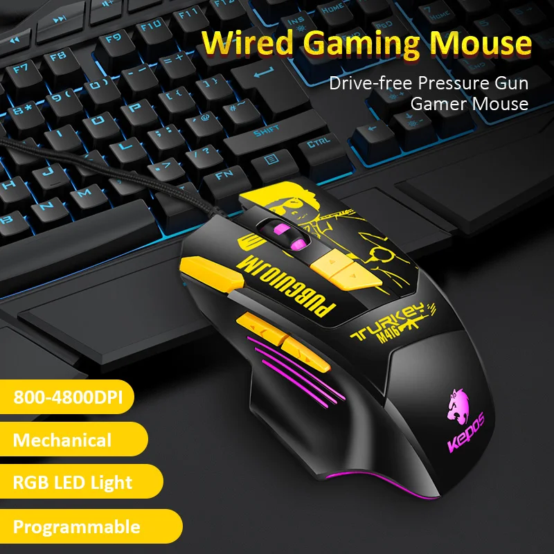 Kopen Gaming Muis Mechanische 8 Programmeerbare Knoppen 4800 Dpi Muis Battlegrounds Gamer Mouse Voor Pc Computer