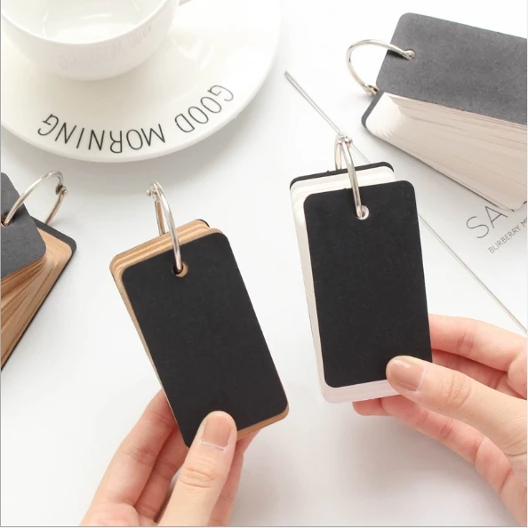 

2pcs/lot Iron Circle Round Mini Memo Card Notebook Kraft Blank Paper Blank Cover DIY Student Recite Portable Stationery Office