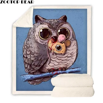 

Owl 3D print Sherpa Blanket Anime Fleece Blanket Throw Animal Blue Quilt Adult Travel Bedding Bedspread Outlet Velvet Bedspread