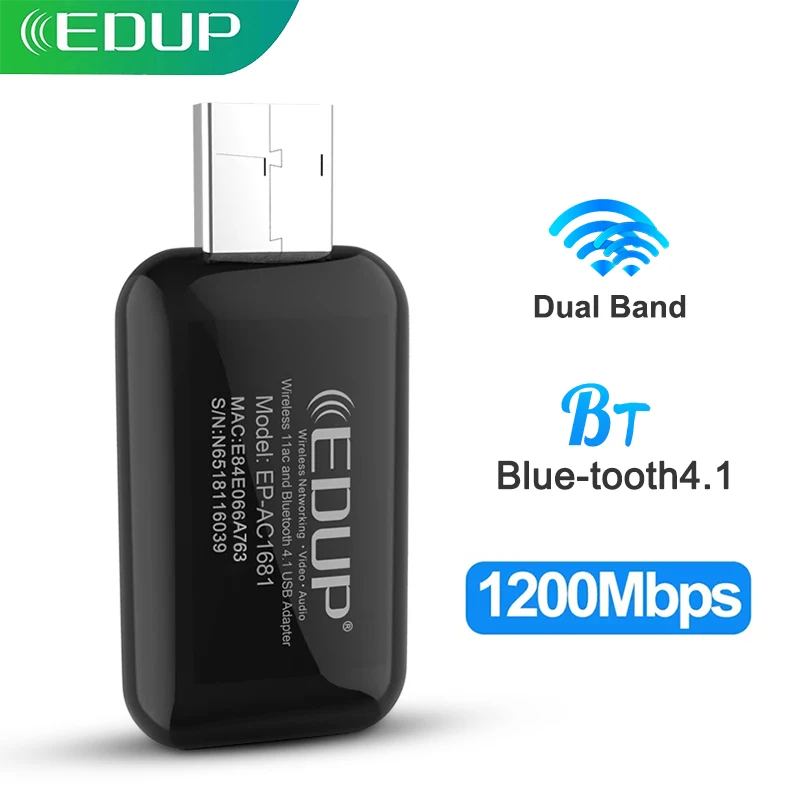 USB Wi-Fi адаптер EDUP 1300 Мбит/с 2 4/5 ГГц Bluetooth 4 1 | Компьютеры и офис