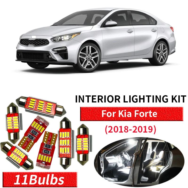 11 шт. белые автомобисветодиодный светодиодные лампы посылка для 2018 2019 Kia Forte Map