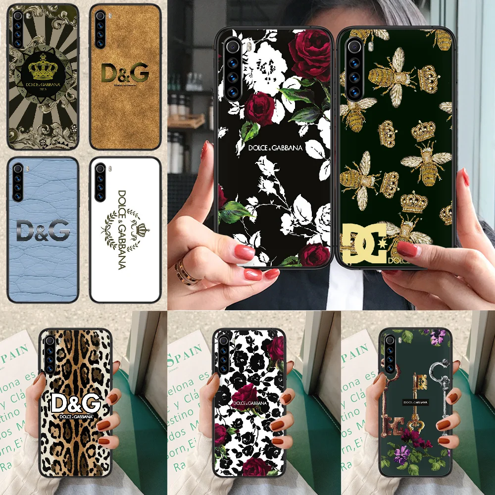 

D G Italian luxury brands Phone case For Xiaomi Redmi Note 7 8 8T 9 9S 4X 7 7A 9A K30 Pro Ultra black waterproof 3D coque luxury