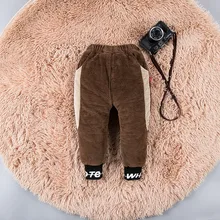 Детские штаны с вельветовым подкладом для мальчиков, коллекция года, зимние детские хлопковые брюки толстые 4 маленьких От 1 до 3 лет для детей