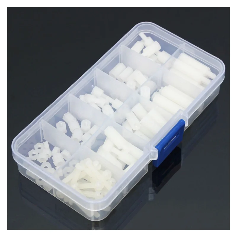 

New Box of 120Pcs M3 Nylon Hex Spacers Screw Nut Stand-off Plastic Accessories Kit White