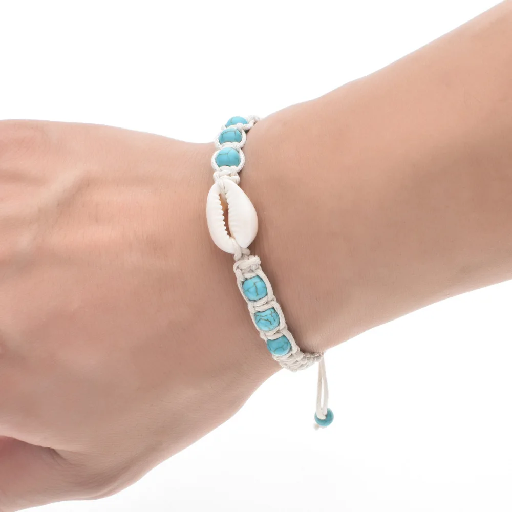 Простой модный браслет из натурального камня ручной работы для мужчин и женщин, регулируемые пляжные летние браслеты для отпуска, подарок