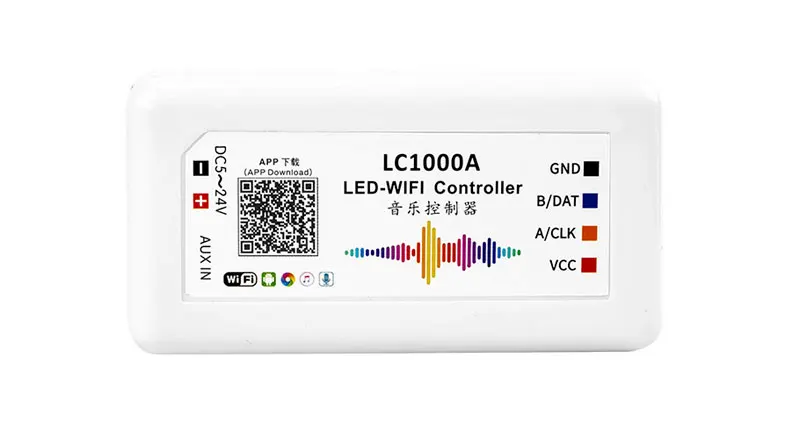 LC2000A/B Wi-Fi музыкальный SPI контроль светодиодный цифровой пиксельный светильник, светодиодный контроллер экрана 1024-2048 пикселей, со встроенным микрофоном