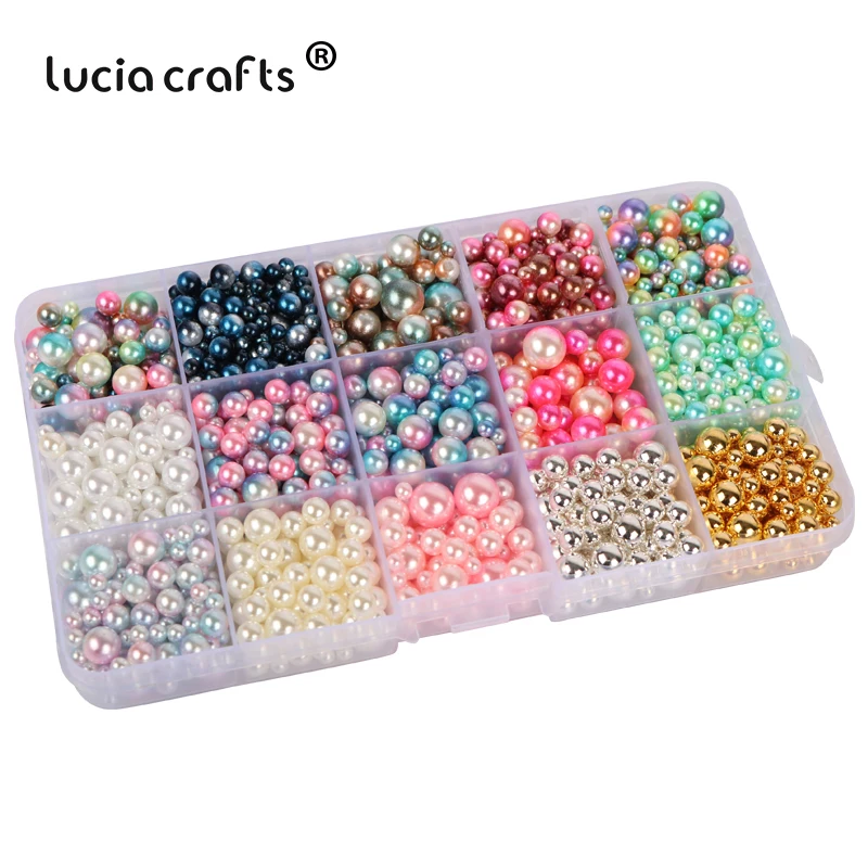 Lucia crafts 1140 шт./лот Mix Радуга Цвет круглый 4/6/8/10 мм Имитация жемчужные бусы, не требующие отверстия в ухе, DIY ручной работы аксессуары E1213