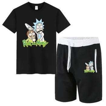 

Rick And Morty Tracksuit Male Shorts+T shirt Men's Sports Suit Anime print 2 Pieces Sets gym Sportwear Set Fitness Men Clothing