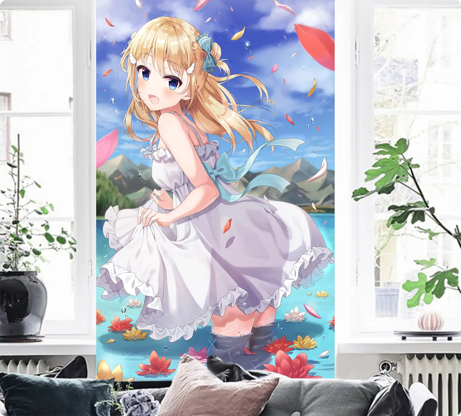 自己粘着 3d アニメ女の子金髪 104 日本アニメ壁紙壁画壁プリント壁画ベリー Aliexpress