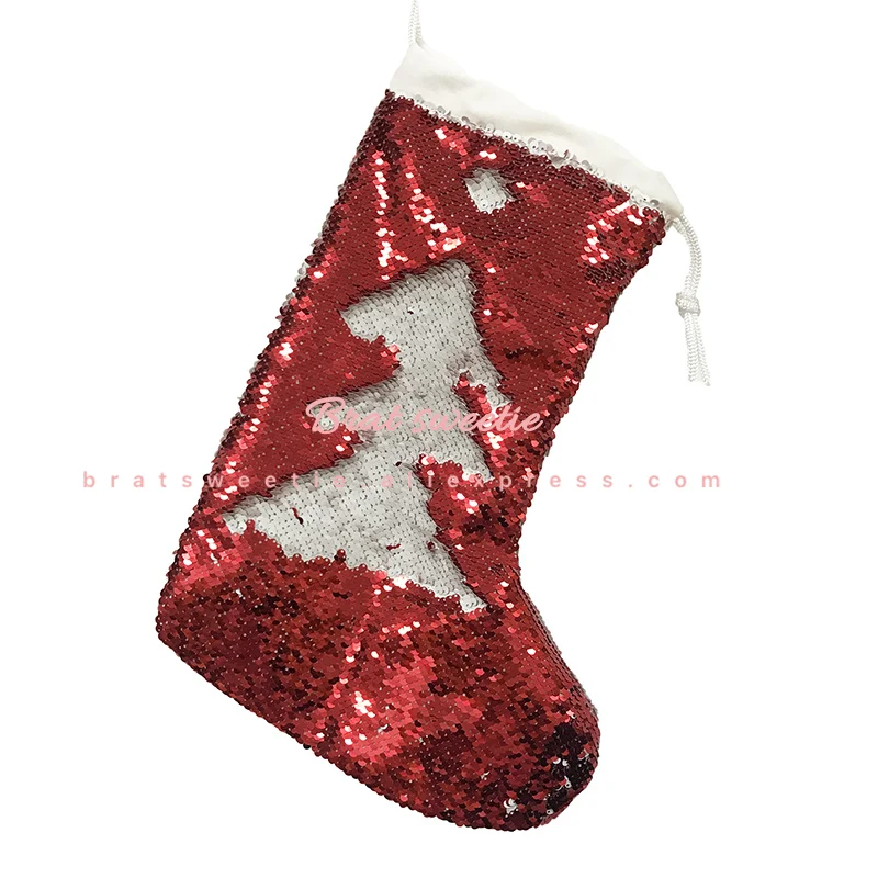 Радужные розовые и красные рождественские носки с держателем, носки для девочек, подарочные сумки, подвесные Рождественские елочные украшения для дома