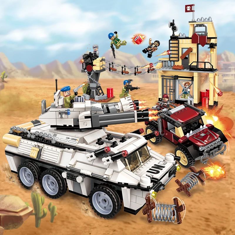 

Legoingly Building Block Peacekeeping Force Thunder Mission Heavy Armed Vehicle 7 Figures 935pcs Educational Bricks Toy