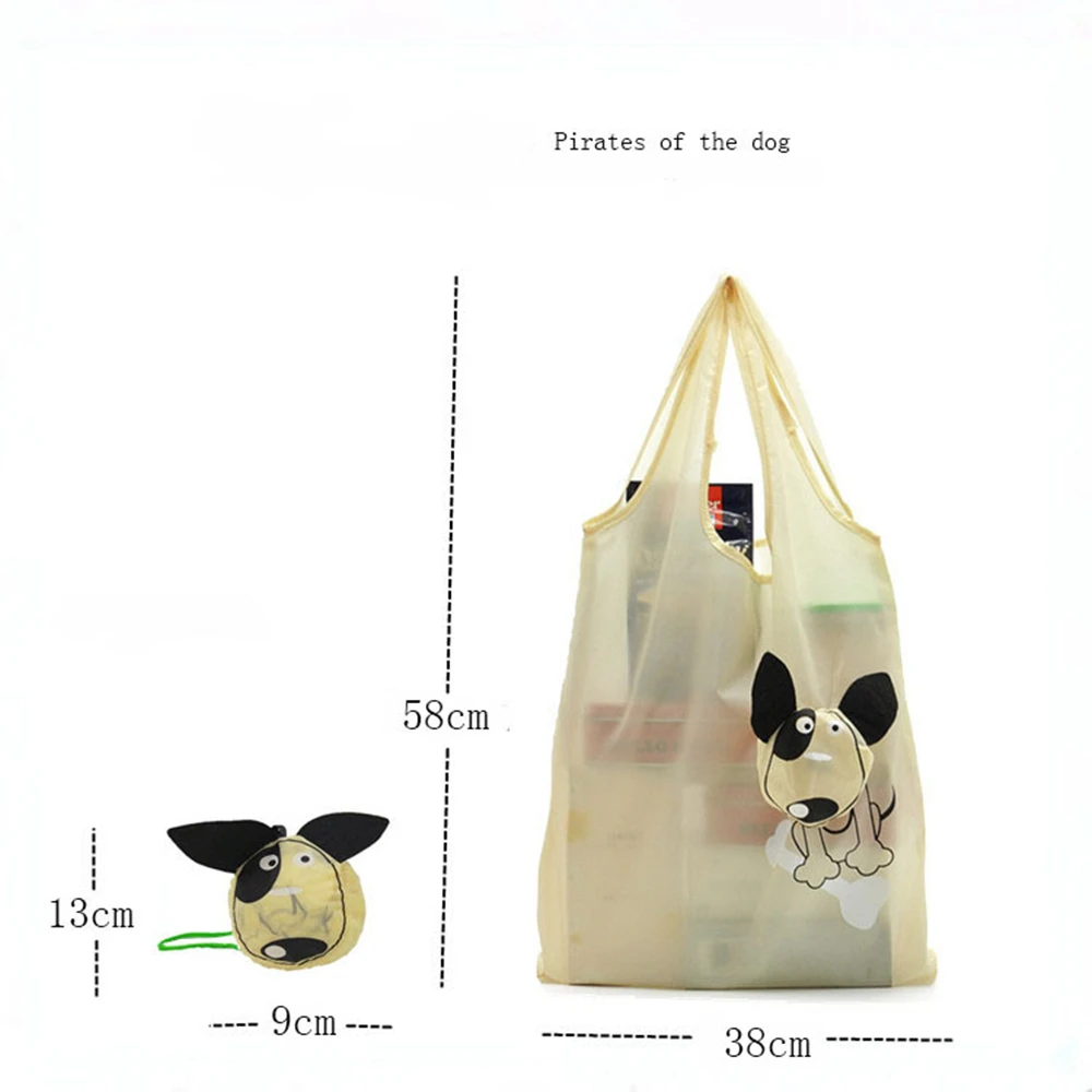 Eco Friendly Foldable Shopping Bag Cartoon Reusable Shoulder Bag Women's Portable Grocery Bags Storage Tote Bag Home Organizator - 2