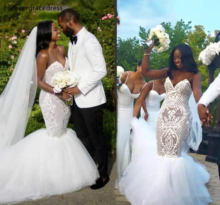 

Mermaid Lace Wedding Dresses Sexy Sweetheart Sleeveless Garden Formal Bridal Gowns Custom Made Plus Size Available