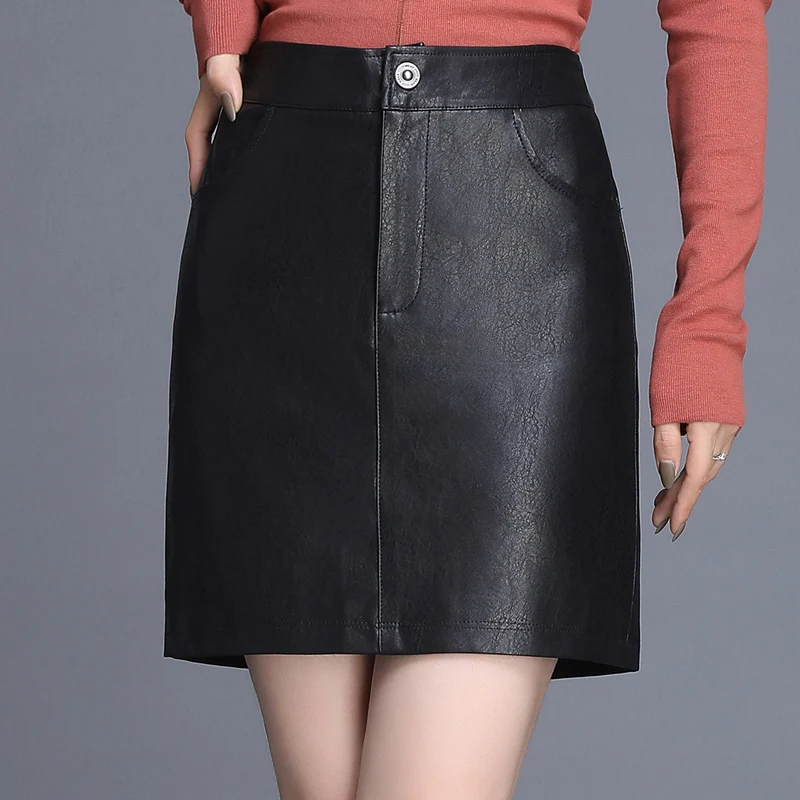 Spring Autumn Winter Soft Pu Leather Skirts Women Black Pencil Skirt Vintage High Waist Mini Sexy Bodycon | Женская одежда
