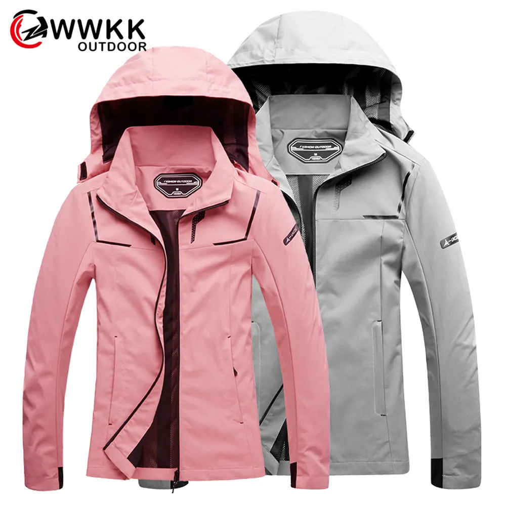 

WWKK New Hiking Camping Waterproof Mens Women Trekking Jackets Autumn Fleece Male Female Softshell Jacket Outdoor Leisure Sports