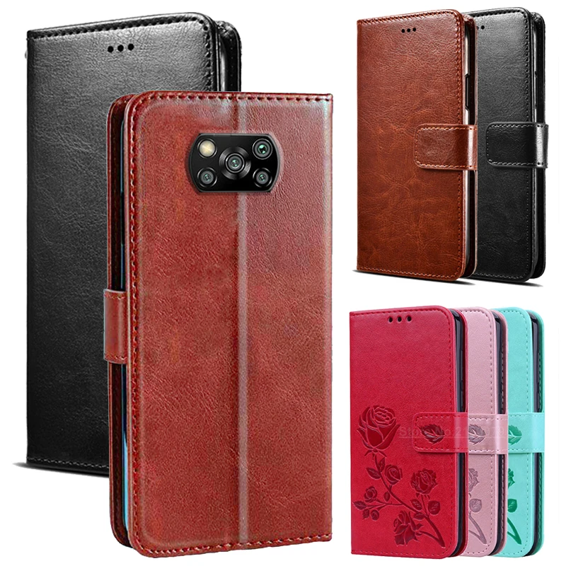 Phone Case For Xiaomi Poco M3 X3 NFC Protective Cover Luxury PU Flip Leather Magnet Pocophone чехол Protector Shell | Мобильные