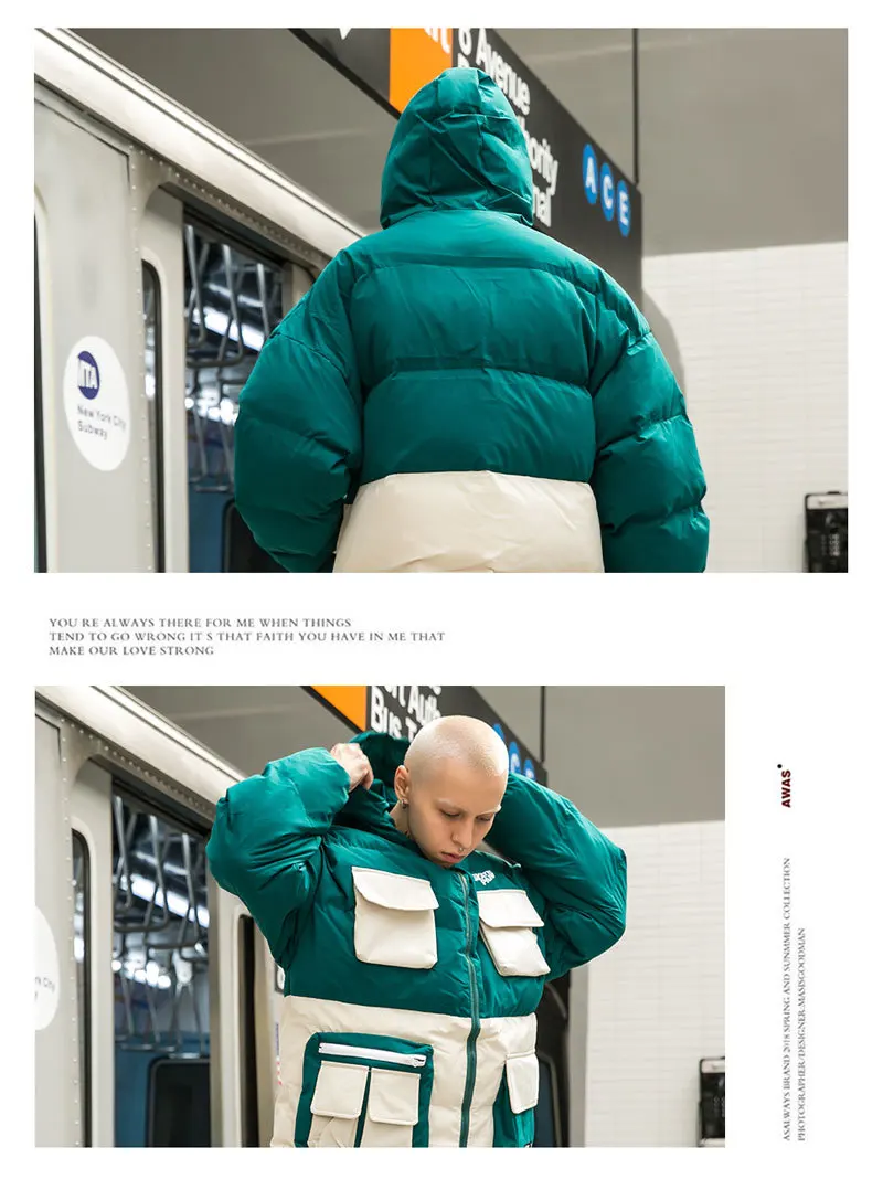 Зимняя уличная куртка в стиле хип-хоп парка с подкладкой для мужчин Harajuku цветной Тренч с капюшоном ветровка одежда оверсайз Новинка