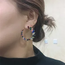 Новое поступление, высокое качество, Великолепный золотой, цветной, мульти стразы, серьги-гвоздики для женщин, подарок, вечерние, для ужина