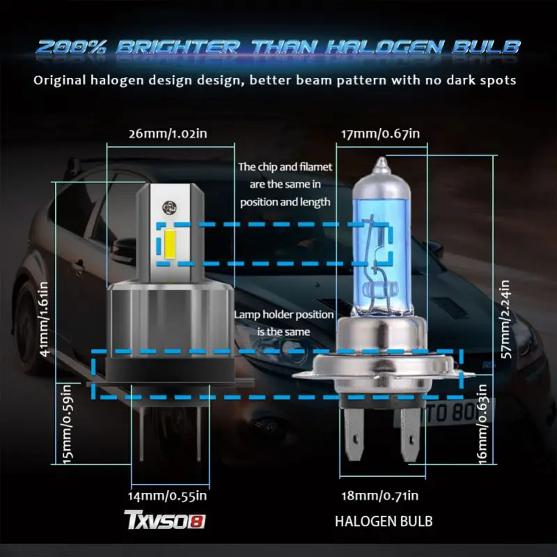 ONEWELL 2 шт. TXVS08 H7 автомобильные головные фары лампы энергосберегающие Водонепроницаемый светодиодный 7200LM 72W фары для 6000K белый 9 V-32 V CSP