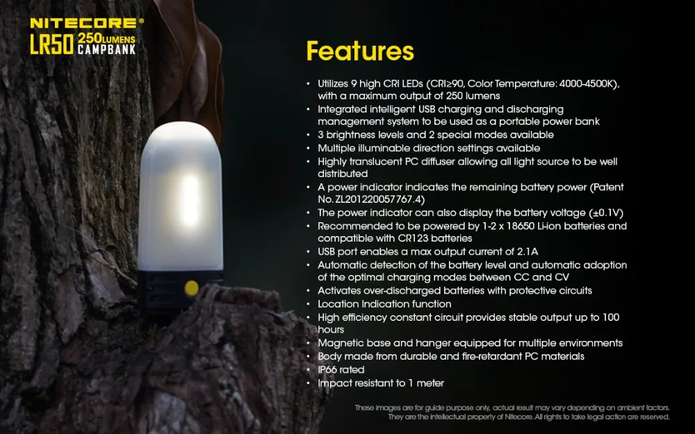 NITECORE LR50 походный светильник 250 люмен campbank power bank зарядное устройство