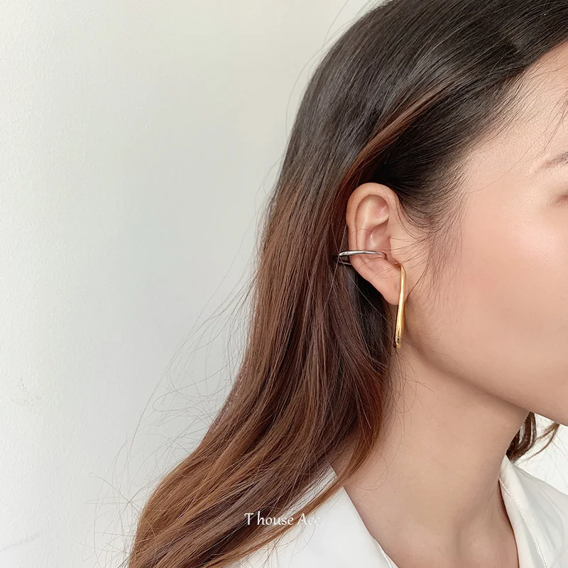 Timeless Wonder Brass 2 Tone Geo нерегулярные клипсы для ушей, Женские Ювелирные изделия в стиле панк-рок, для подиума, не прокалываются, готический стиль, стиль бохо, Ins 5123