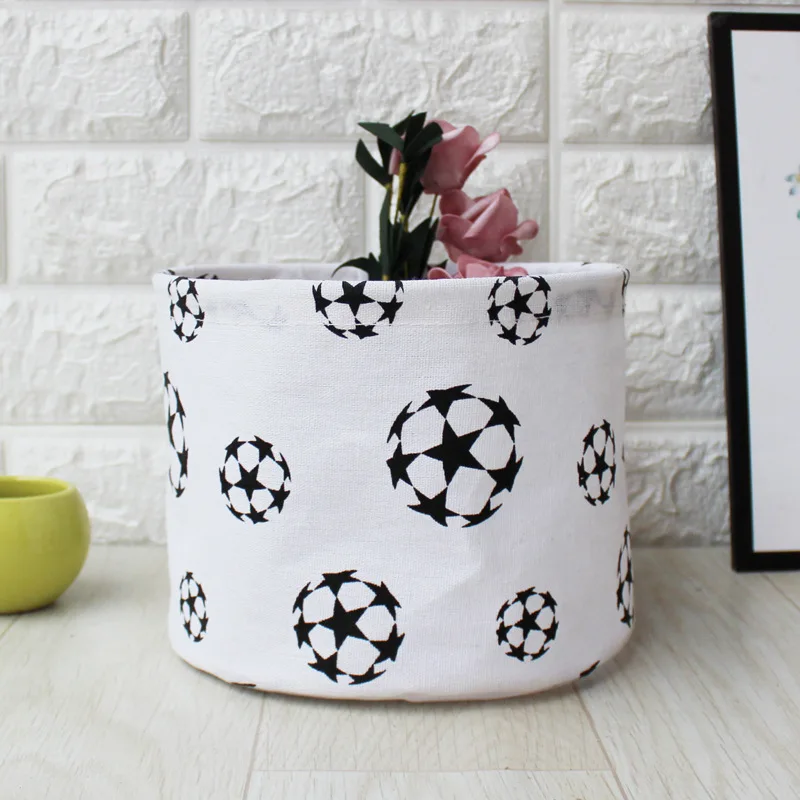 DIY Настольная корзина для хранения всякой всячины Нижнее белье коробка для хранения игрушек косметический ящик для хранения книг канцелярский контейнер корзина для белья - Цвет: White football