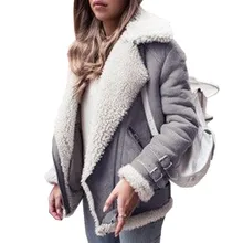 Женские замшевые куртки из искусственного меха осень зима толстые теплые куртки женские повседневные пальто с длинным рукавом Уличная красная верхняя одежда размера плюс