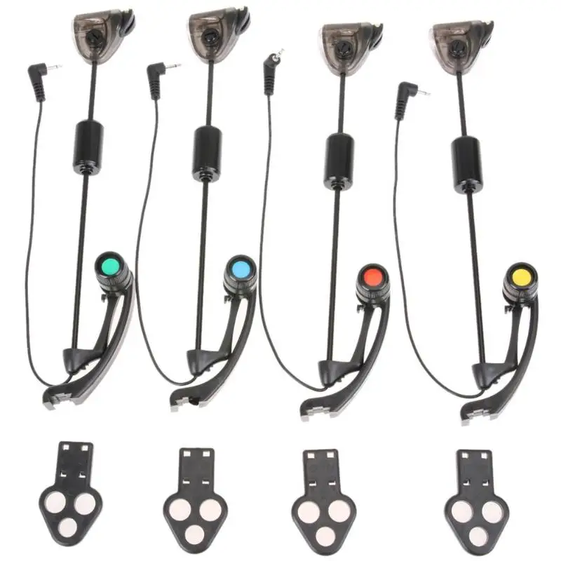 New Fishing Bite Alarm Multi-function 4pcs Fishing Swinger Set Bite Alarm Hanger 4 Colors LED Illuminated Indicator