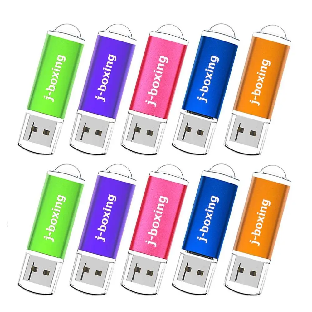 

J-boxing 10PCS 2GB USB Flash Drives Rectangle Thumb Pen Drive USB 2.0 Pen Stick Pendrives with Cap for PC Laptop Tablet 8 Colors