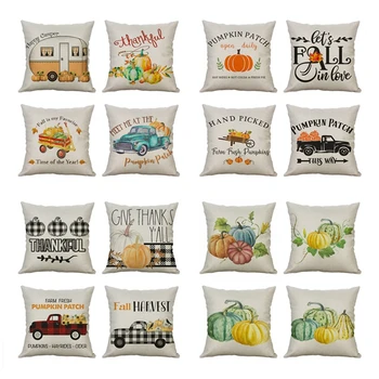 

Pillow Cases Happy Linen Sofa Car Pumpkin Cushion Cover Home Decor 45*45cm