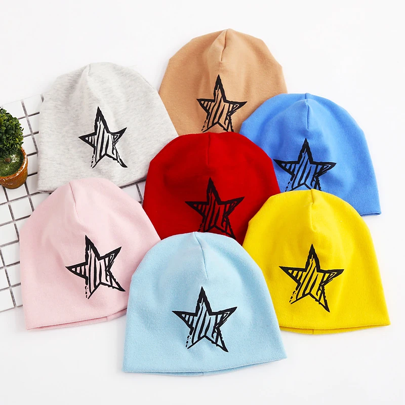 

Winter Five-pointed Star Printed Infant Toddlers Bonnet Baby Beanie Bat For Boys Girls Children Travel Hats Cap Fashion