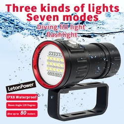 LetonPower Underwater 27 LED Photography Video Diving Flashlight Light Highlight 100M Waterproof Tactical Camera torch Lamp